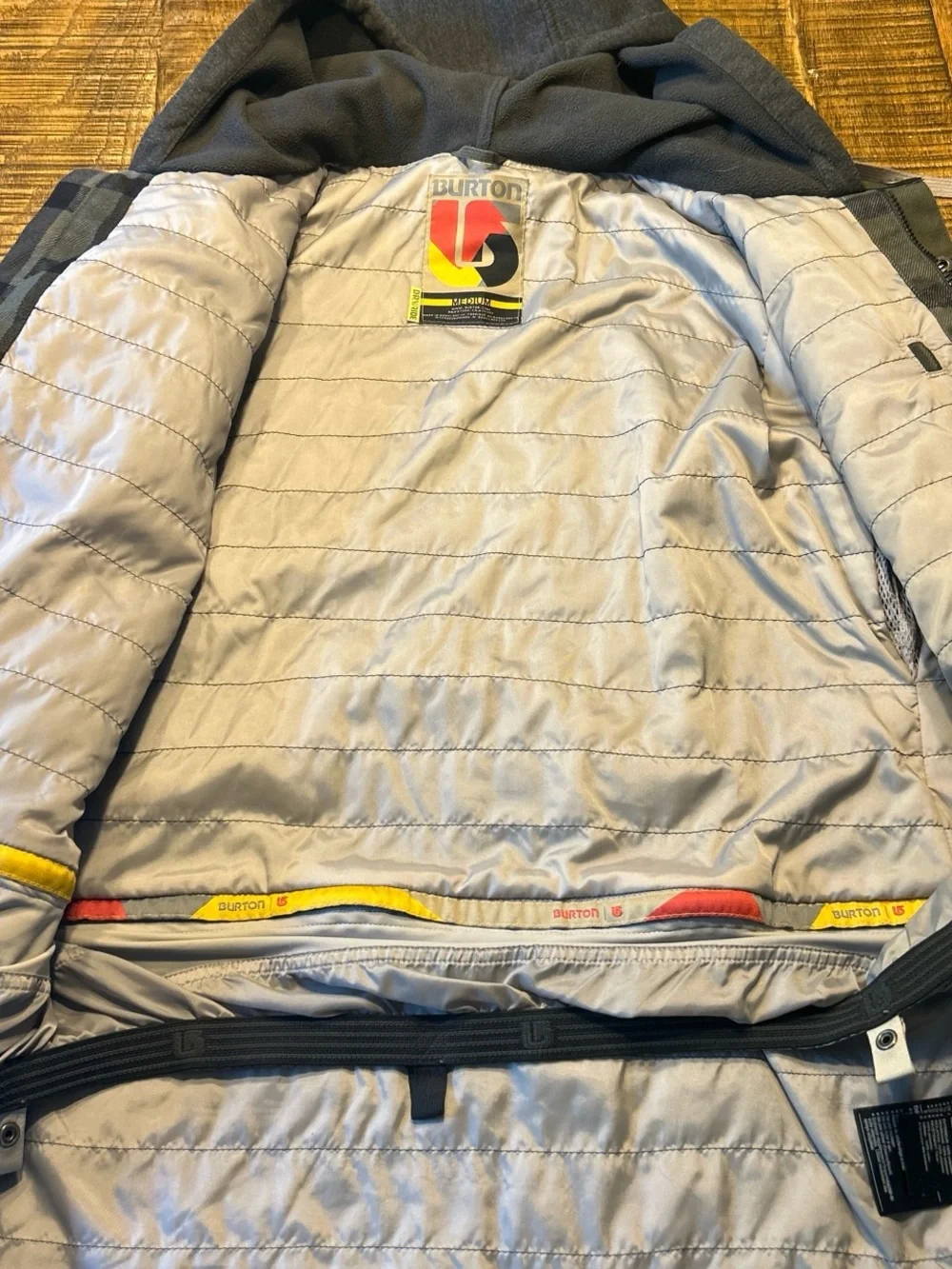Burton Gray and Black Plaid Hooded snowboard Jacket